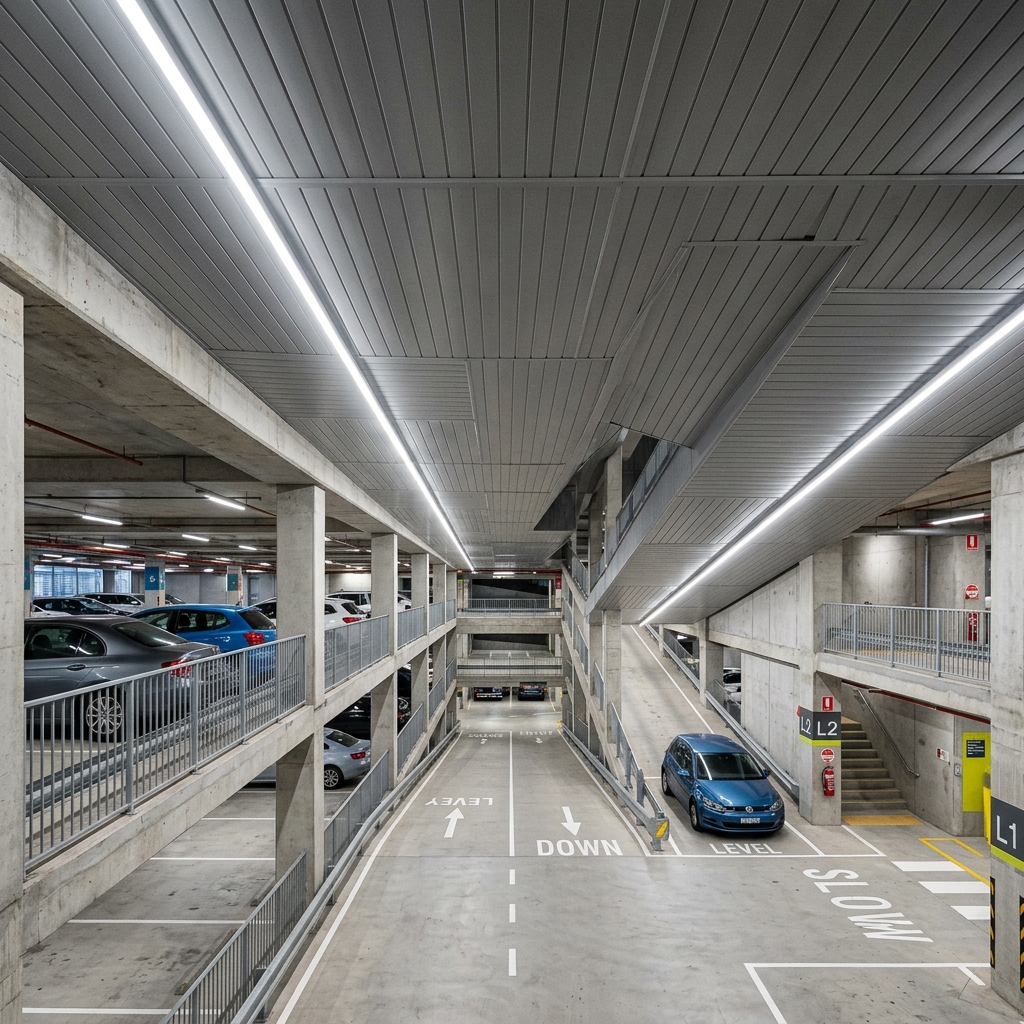 Kapalı otopark tavanı PVC lambiri uygulaması